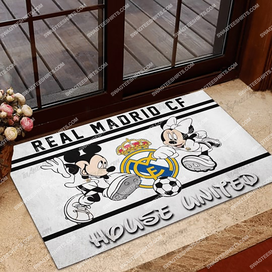 [special edition] Real madrid football club house united mickey mouse and minnie mouse doormat – maria