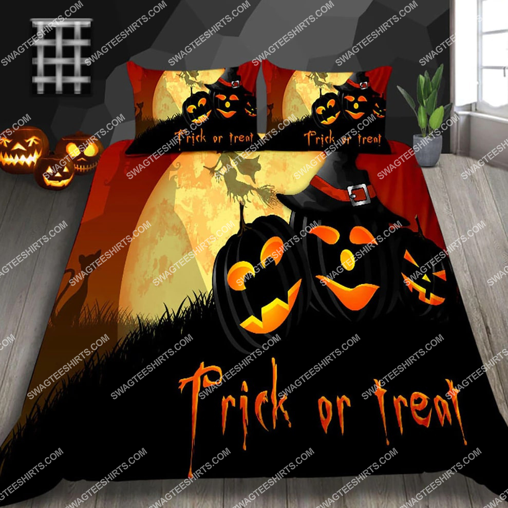 trick or treat halloween horror night full printing bedding set 1