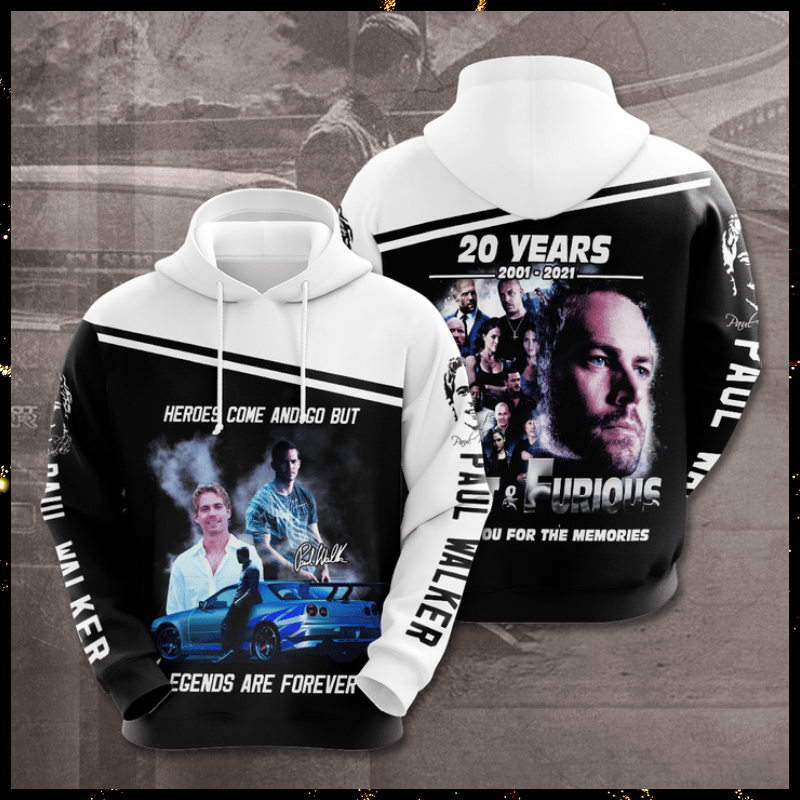 20 years Paul Walker fast and furious custom name 3d hoodie and shirt – LIMITED EDITION