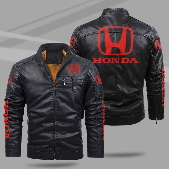 Honda fleece leather jacket - BBS • LeeSilk Shop