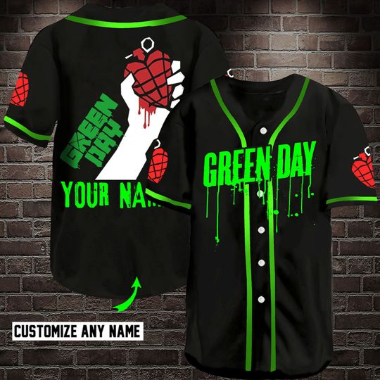 Green Day Custom Name Baseball Jersey Shirt – BBS