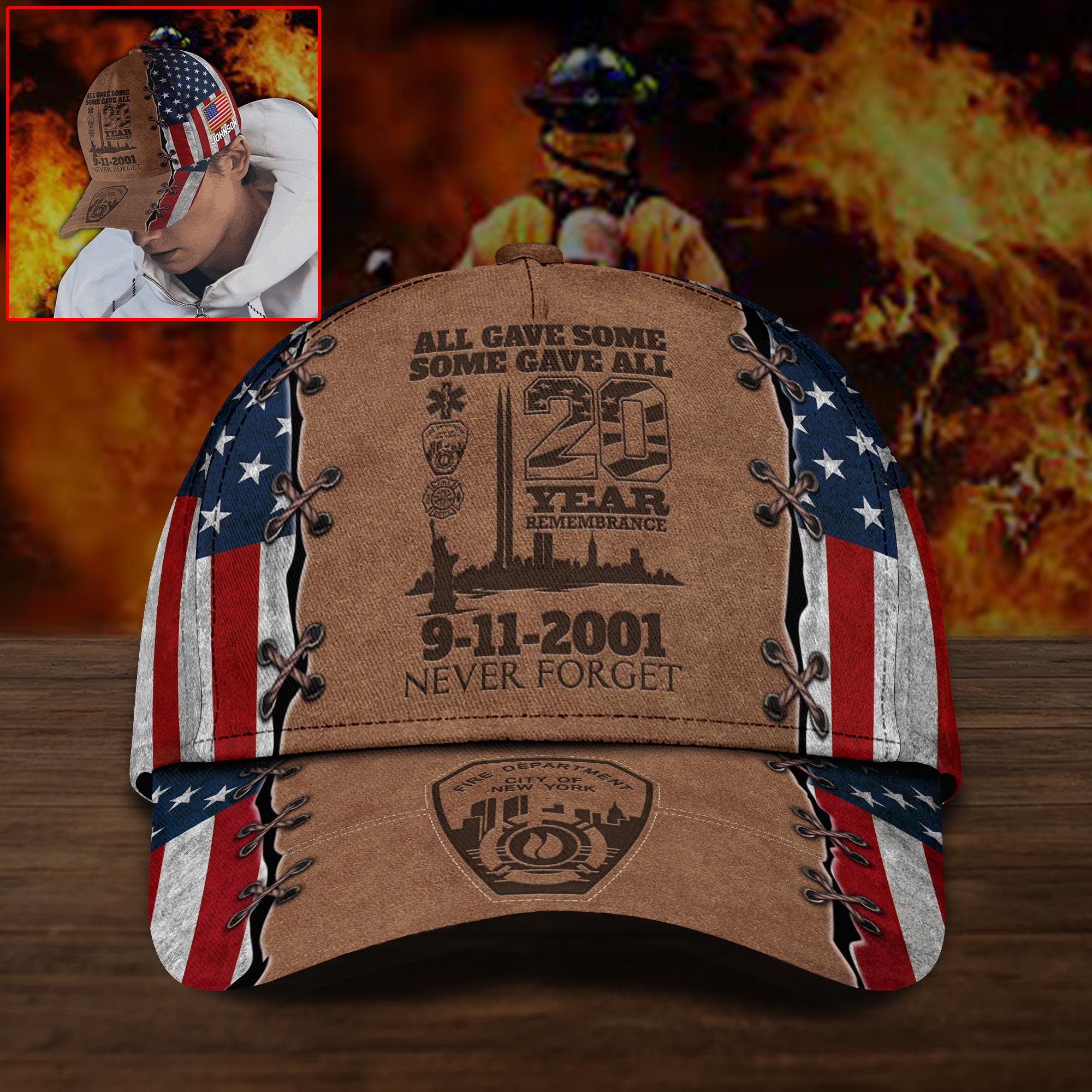 9-11-2001 All Gave Some Some Gave All Custom Name Cap