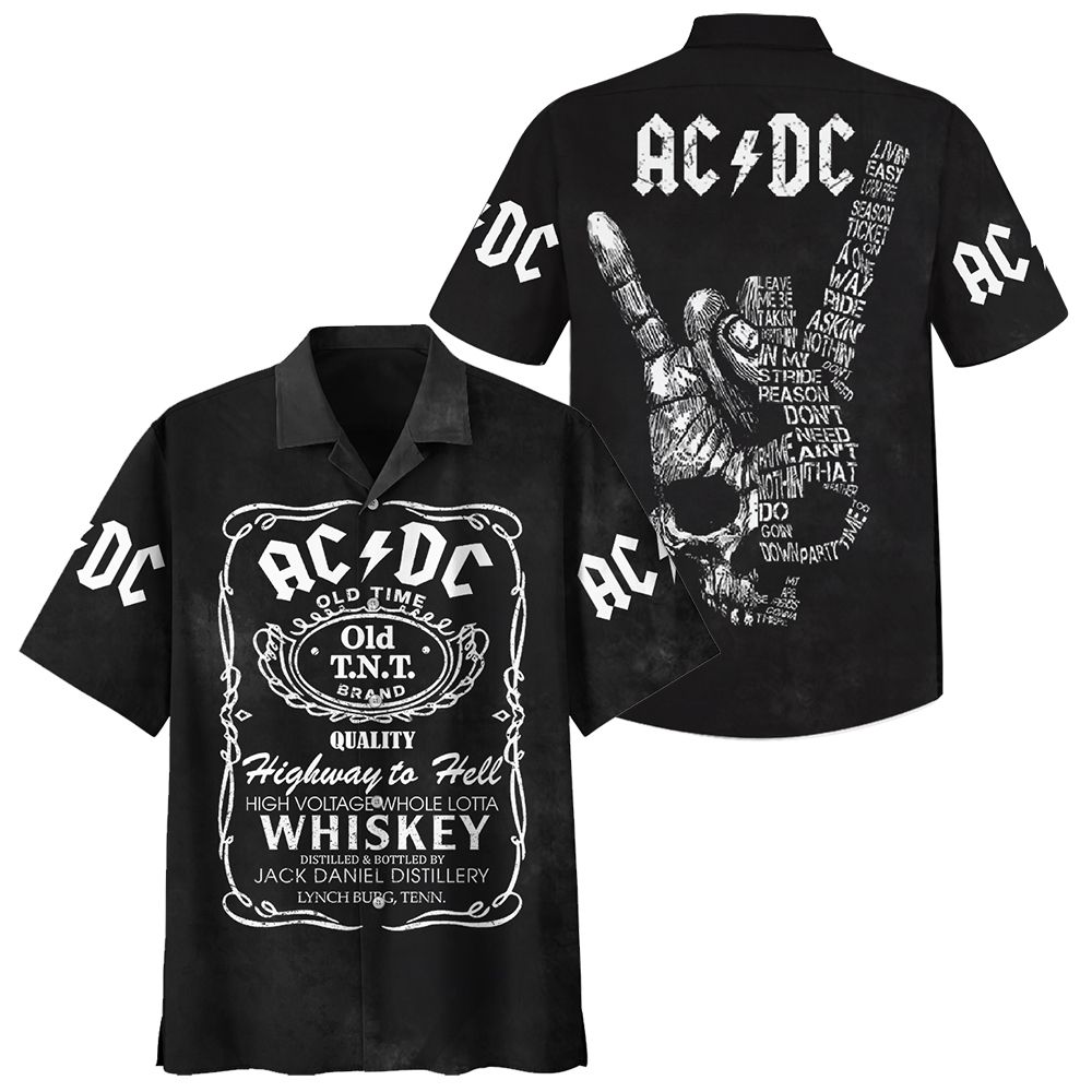 AC/DC Whiskey hawaiian shirt - Black
