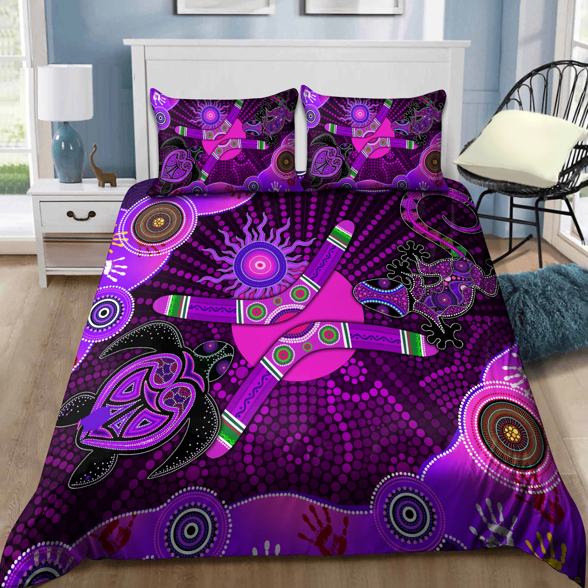 Aboriginal Naidoc Week 2021 Best Purple Turtle Lizard Bedding set 1