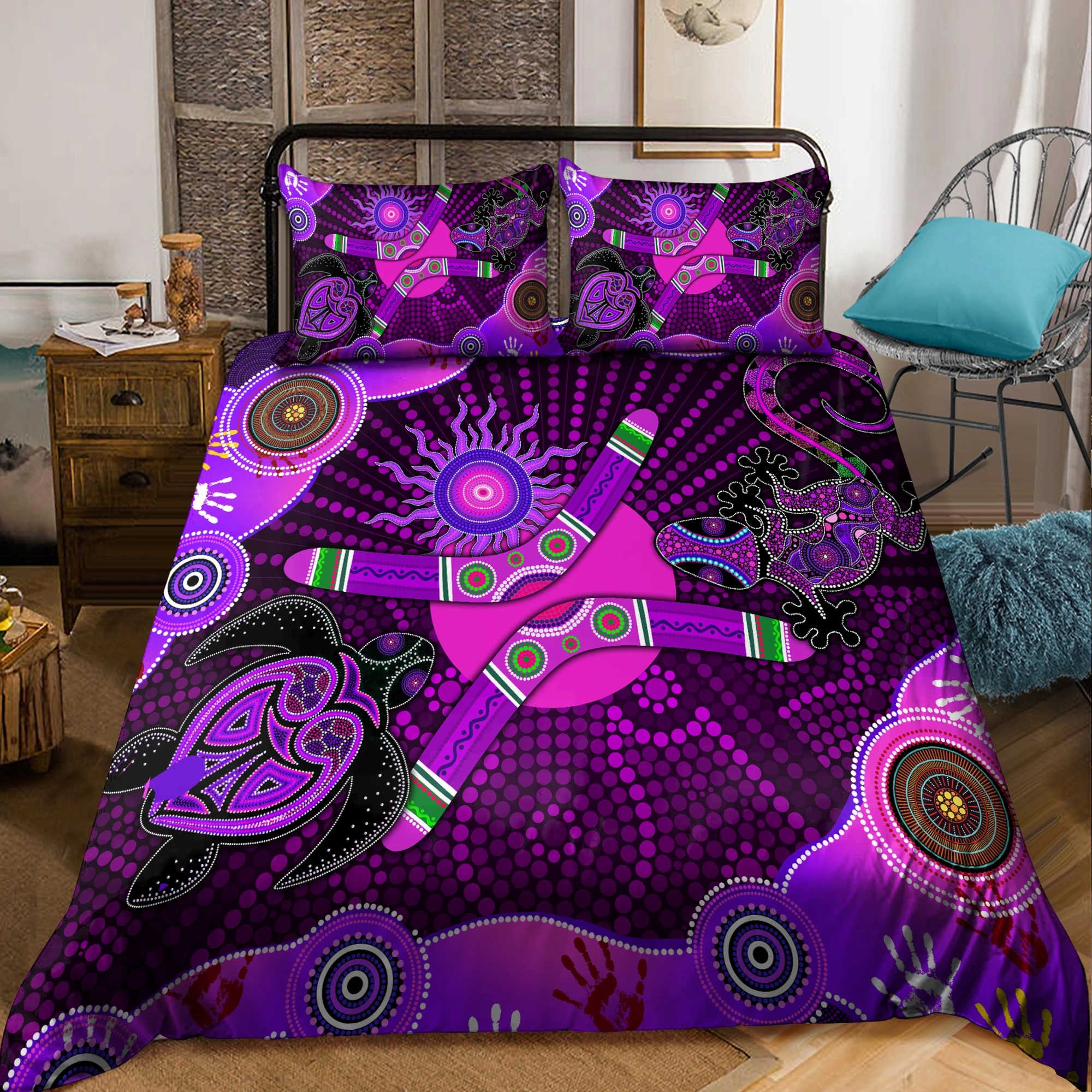 Aboriginal Naidoc Week 2021 Best Purple Turtle Lizard Bedding set 2
