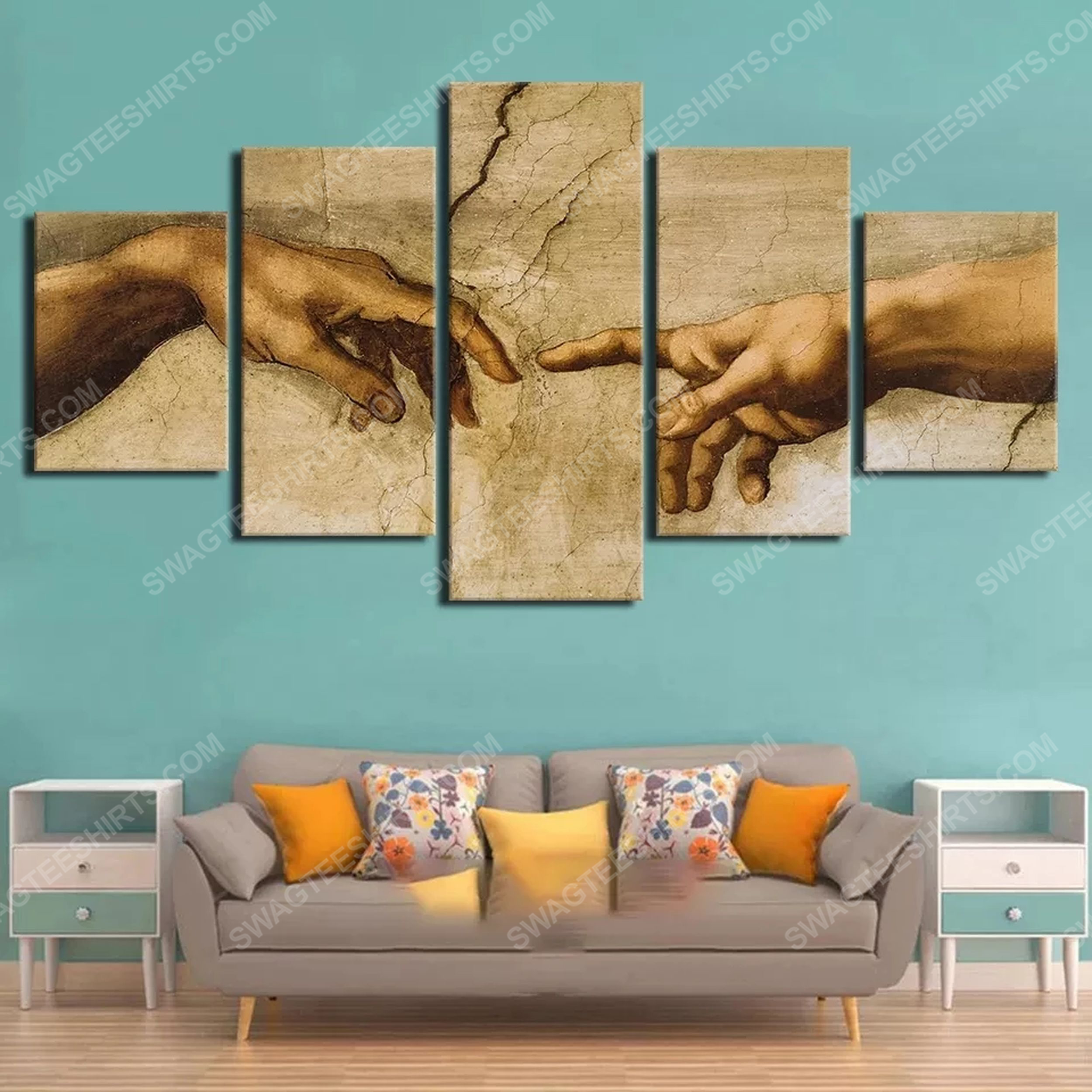 [special edition] Adam hand of god print painting canvas wall art home decor – maria