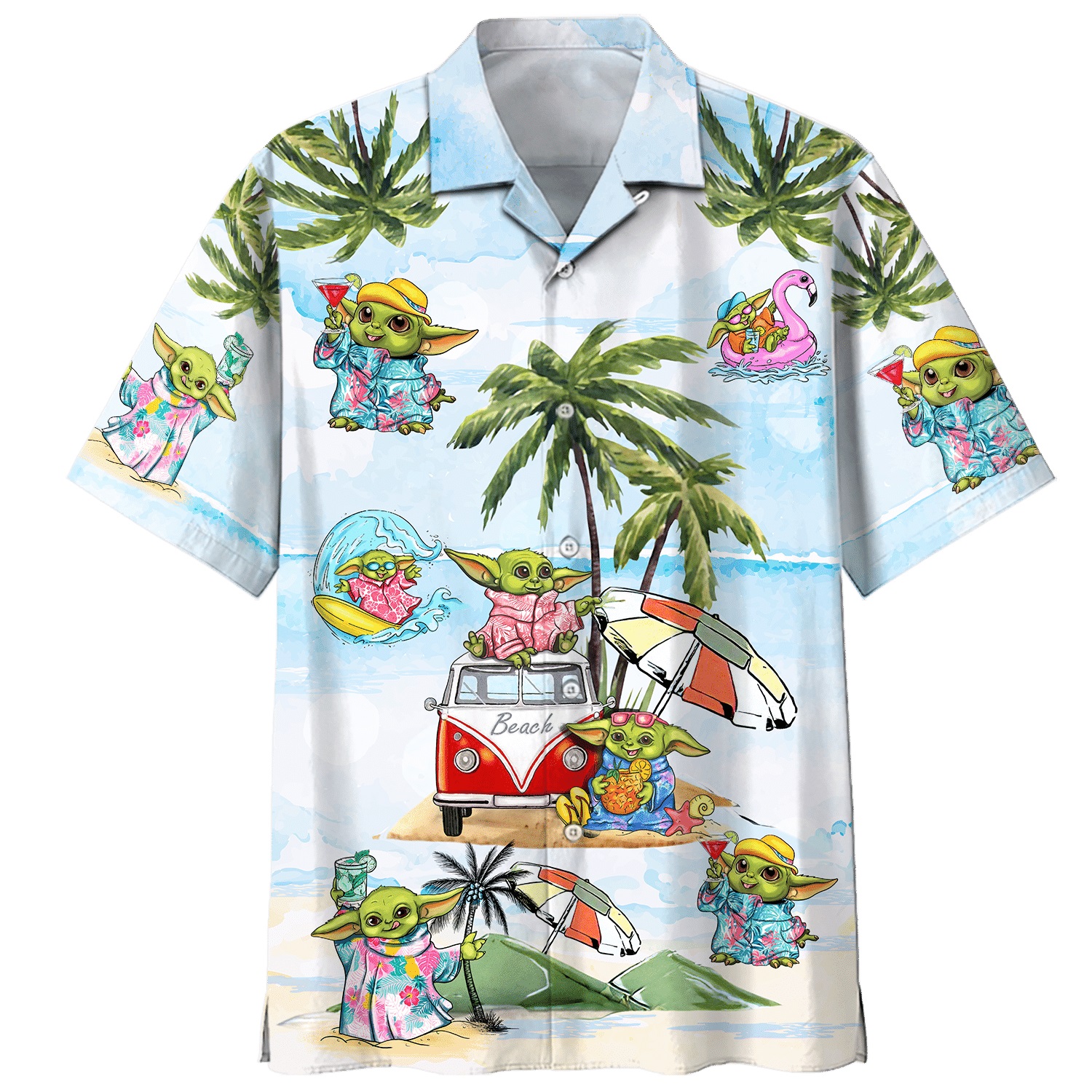 Baby Yoda summer time hawaiian shirt