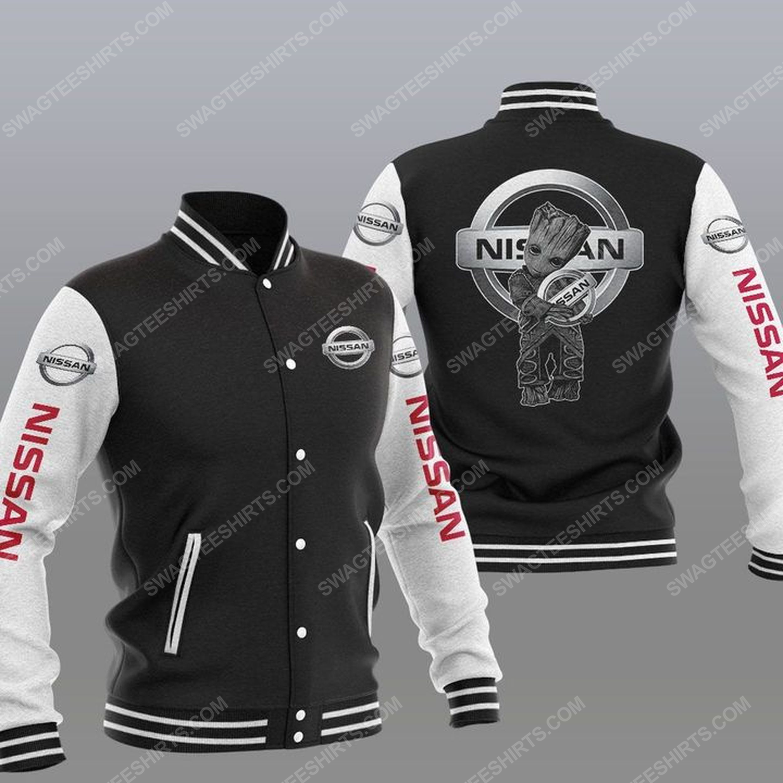 [special edition] Baby groot and nissan all over print baseball jacket – maria