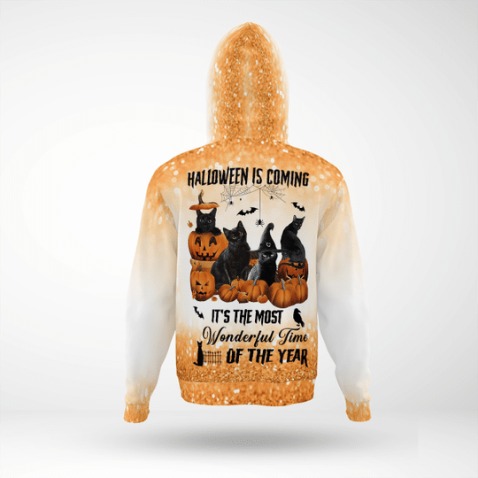 Black cat halloween is coming it's the most wonderful time 3d Hoodie1