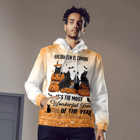 Black cat halloween is coming it's the most wonderful time 3d Hoodie3