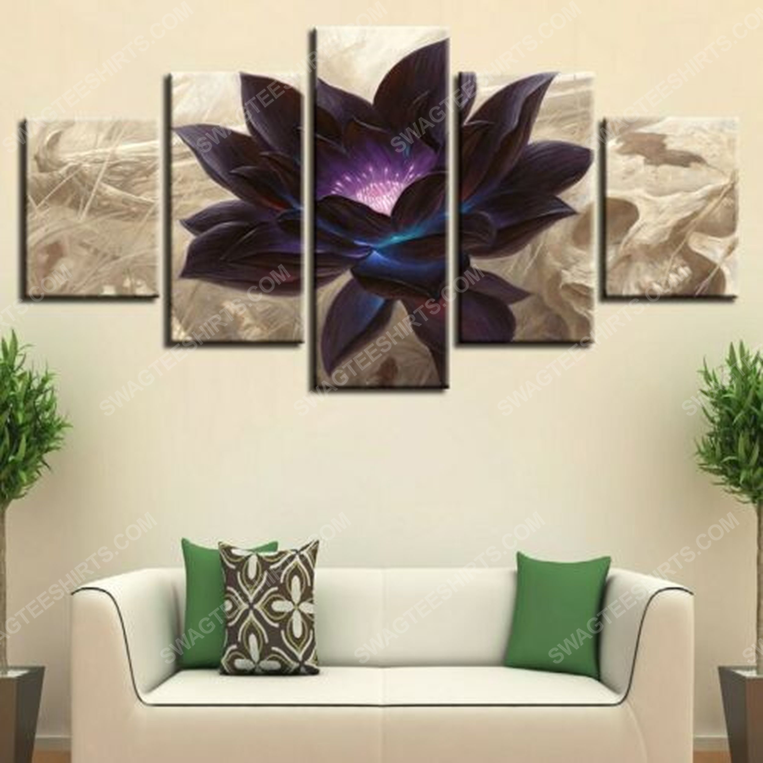[special edition] Black lotus flower print painting canvas wall art home decor- maria