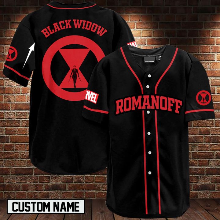 Black widow custom name baseball jersey