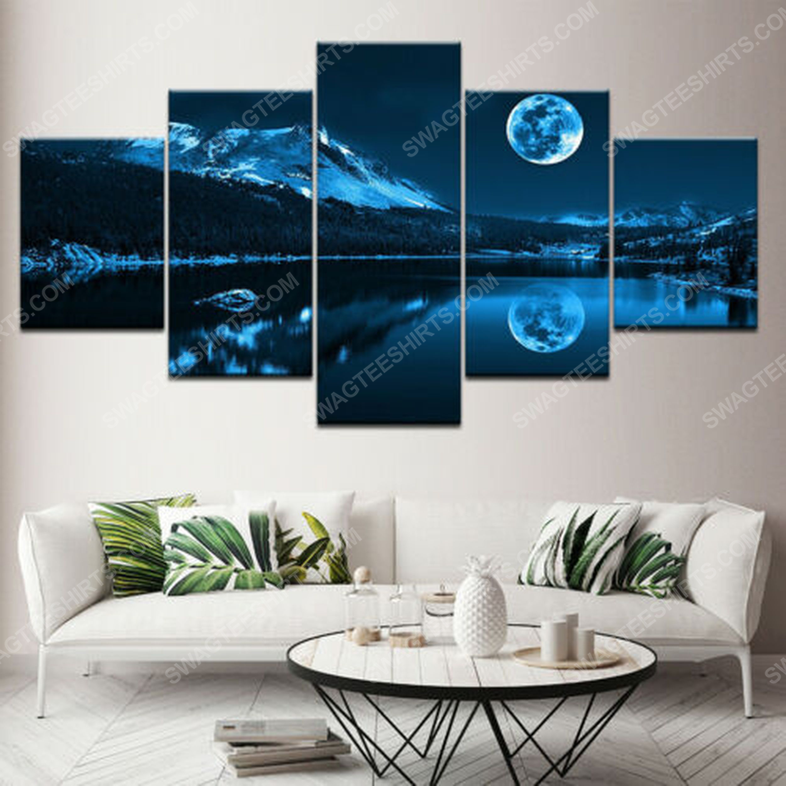 [special edition] Blue moon and night scene print painting canvas wall art home decor – maria