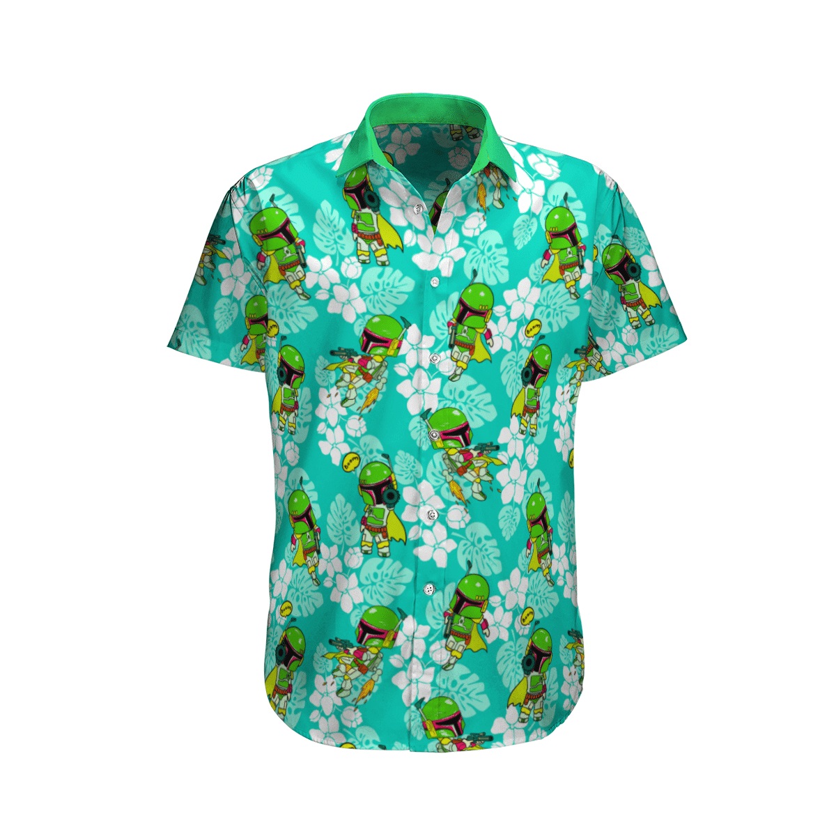 Boba Fett tropical beach hawaiian shirt, beach shorts - Picture 1