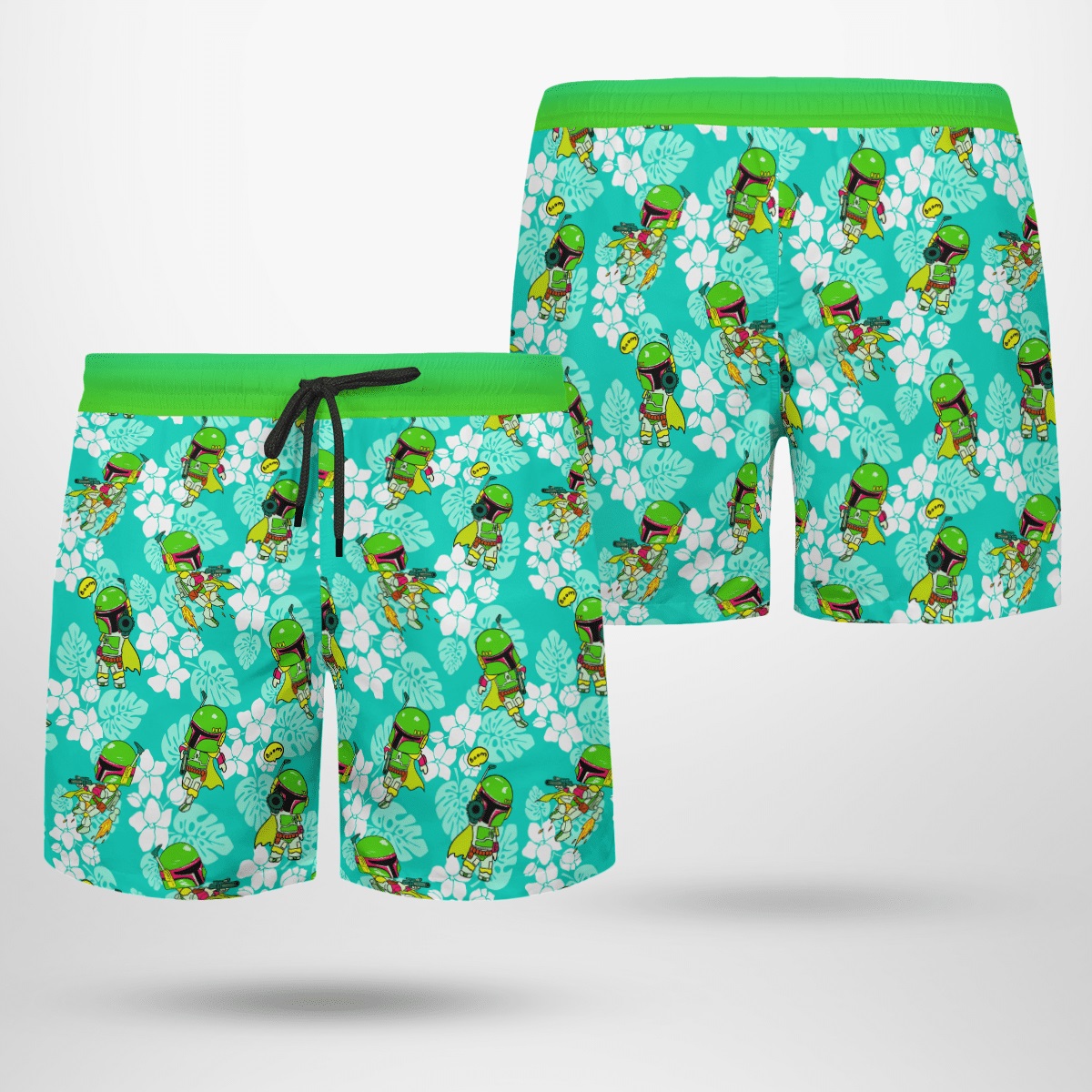Boba Fett tropical beach hawaiian shirt, beach shorts - Picture 2