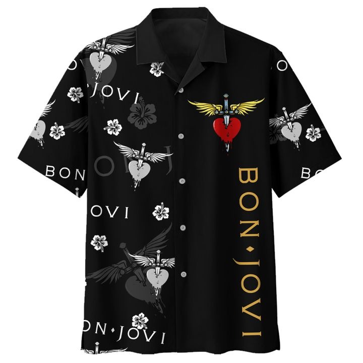 Bon Jovi Button Up Hawaiian Shirt 1