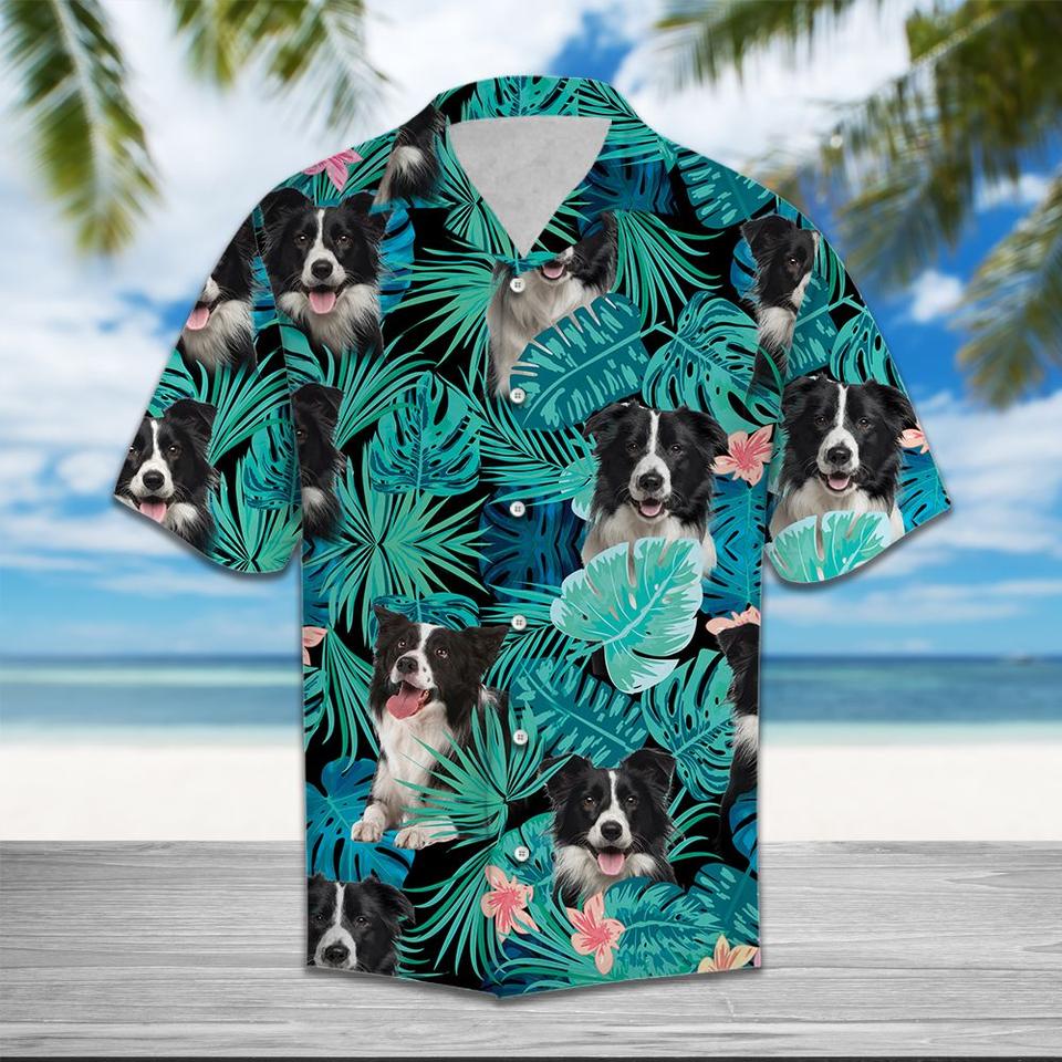 Border collie tropical hawaiian shirt