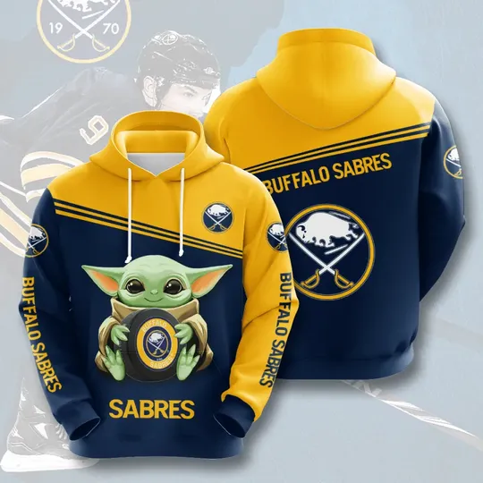 Buffalo Sabres Baby Yoda All over print 3d hoodie