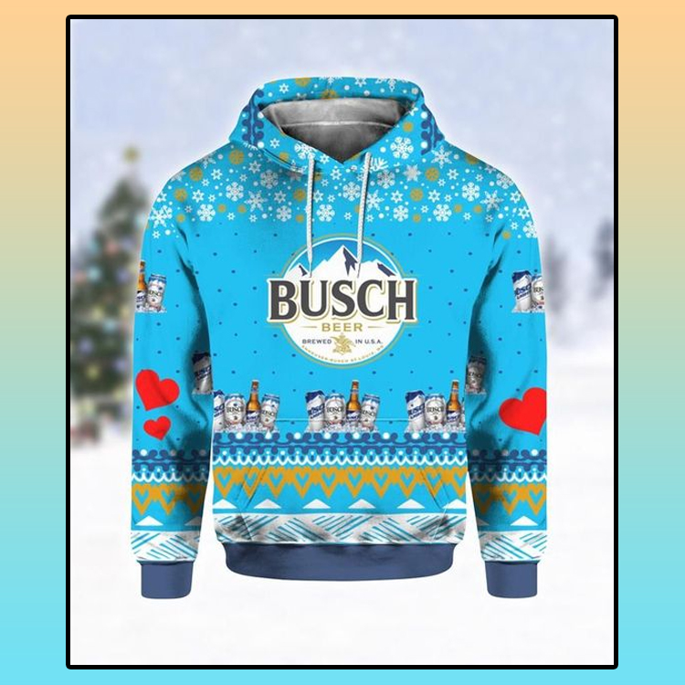 Busch Beer Print Ugly Christmas Hoodie 3D1