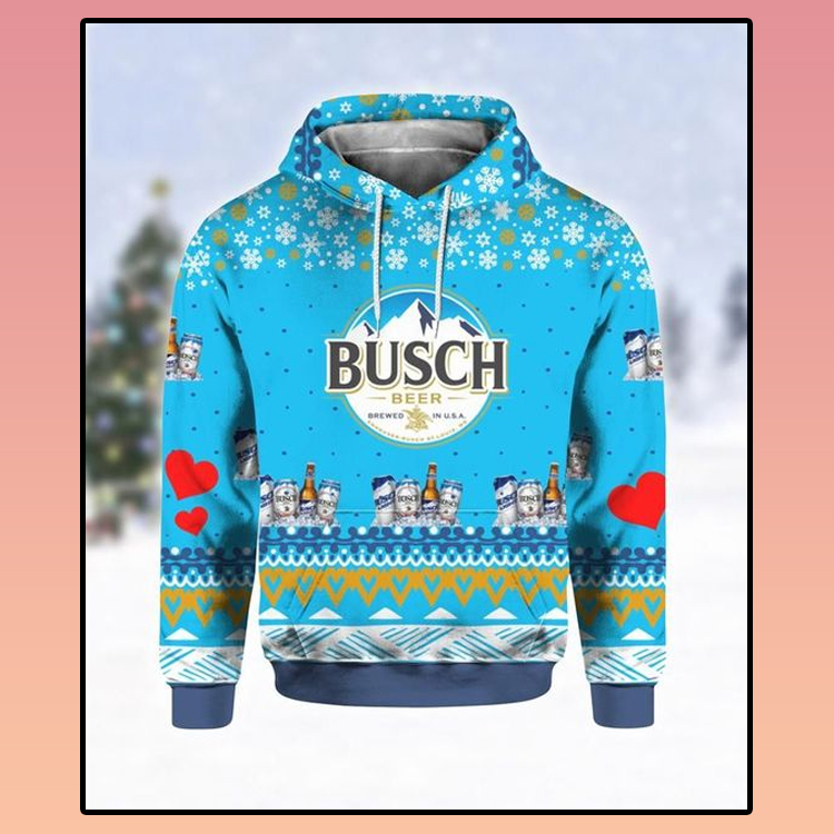 Busch Beer Print Ugly Christmas Hoodie 3D2
