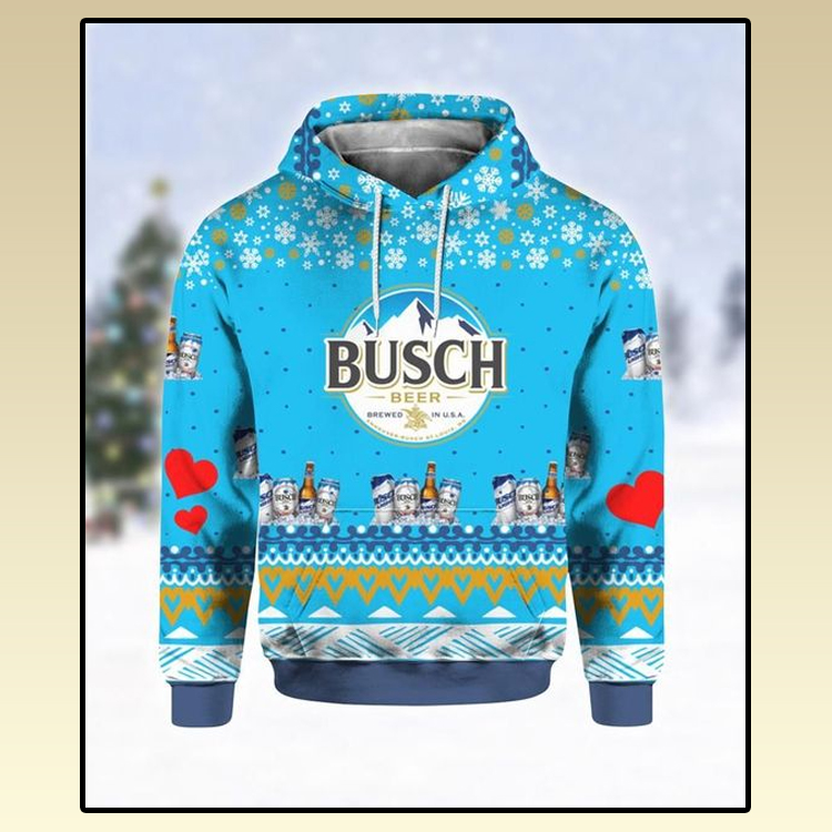 Busch Beer Print Ugly Christmas Hoodie 3D3