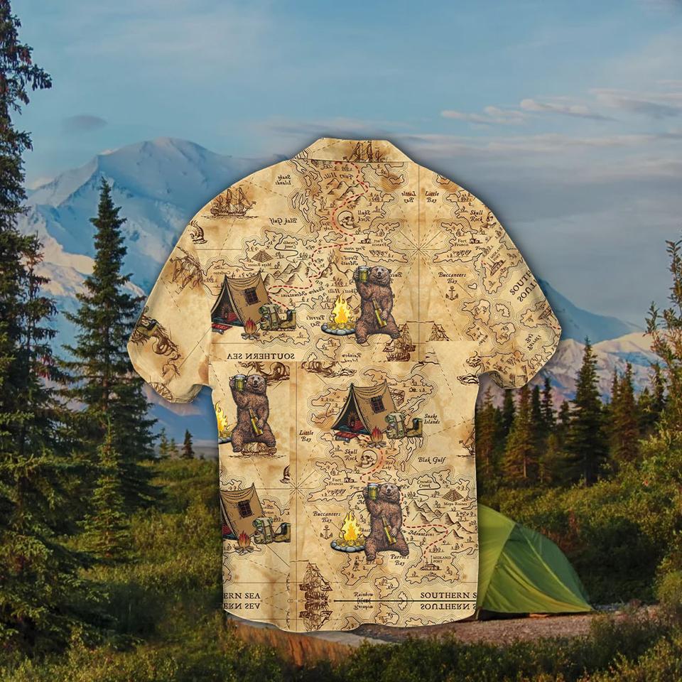 Camping bear hawaiian shirt1