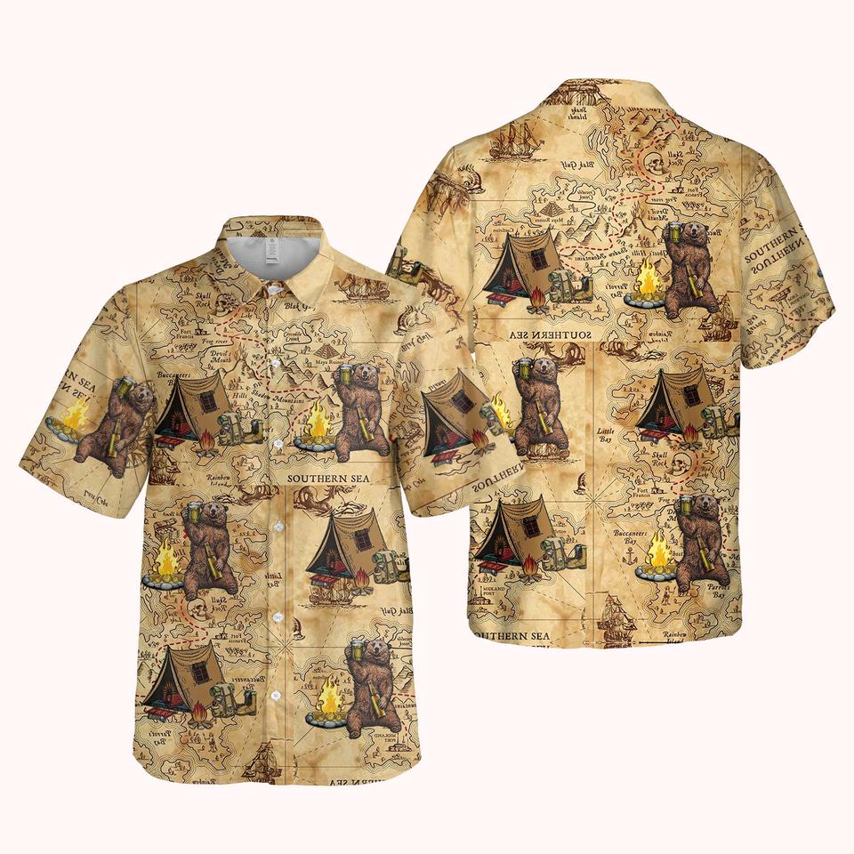 Camping bear hawaiian shirt2