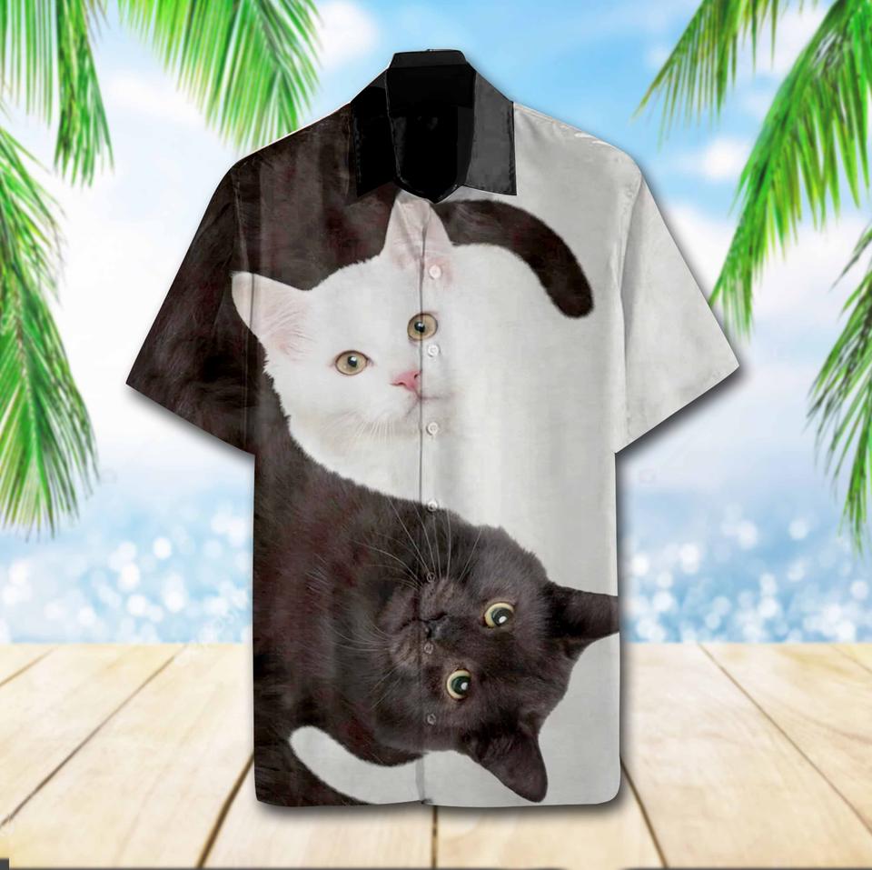 Cat yin yang hawaiian shirt