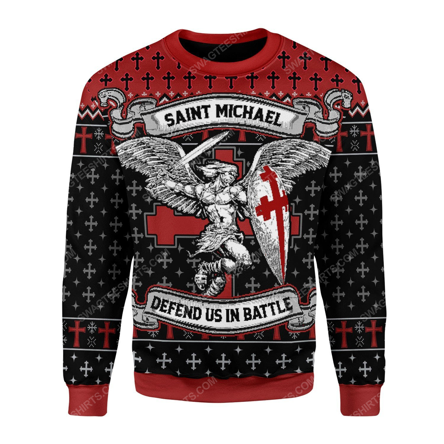 Catholic defend us in battle saint michae ugly christmas sweater