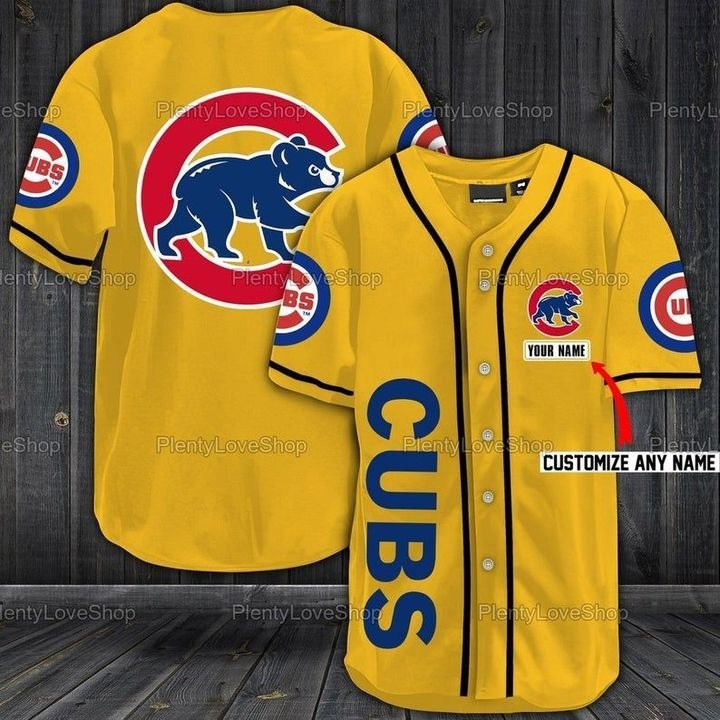 Chicago Cubs Personalized Baseball Jersey Shirt - Yellow
