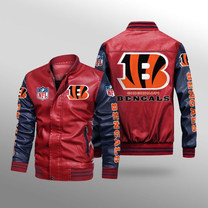 Cincinnati Bengals Leather Bomber Jacket3