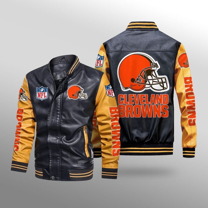 Cleveland Browns Leather Bomber Jacket2