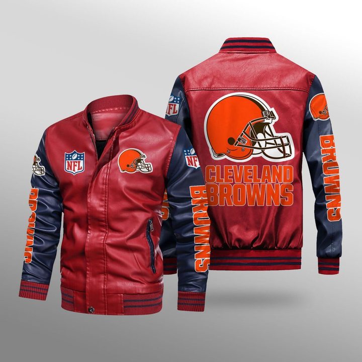 Cleveland Browns Leather Bomber Jacket3