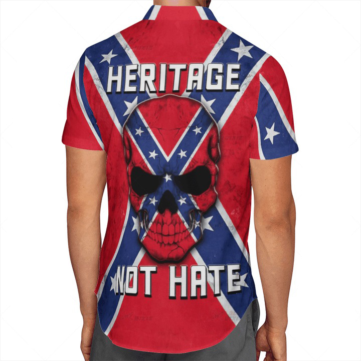 Confederate Flag Skull Heritage Not Hate Hawaiian Shirt 1