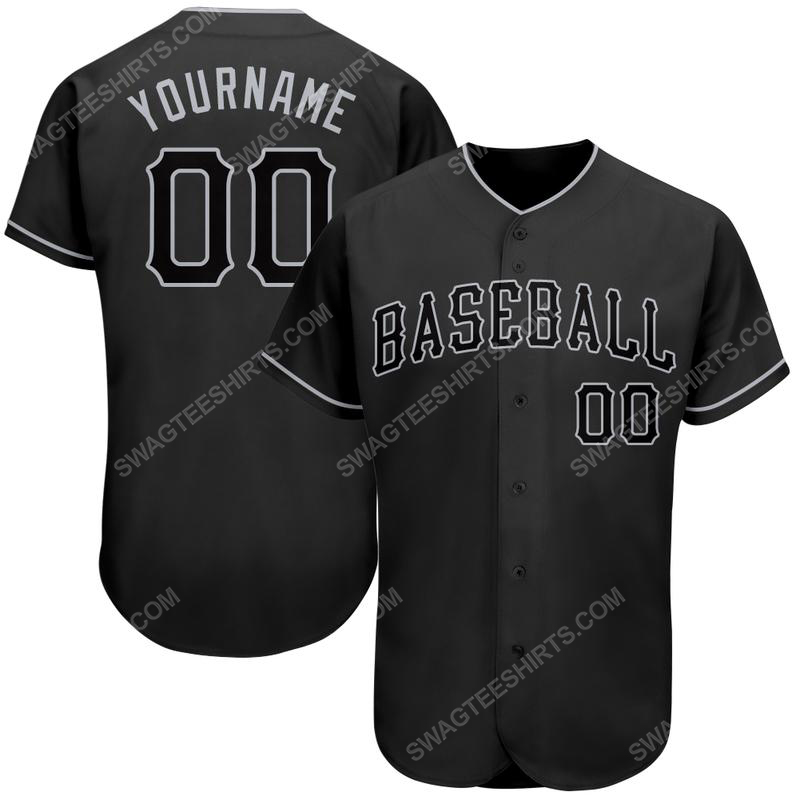 Custom team name black and gray full printed baseball jersey