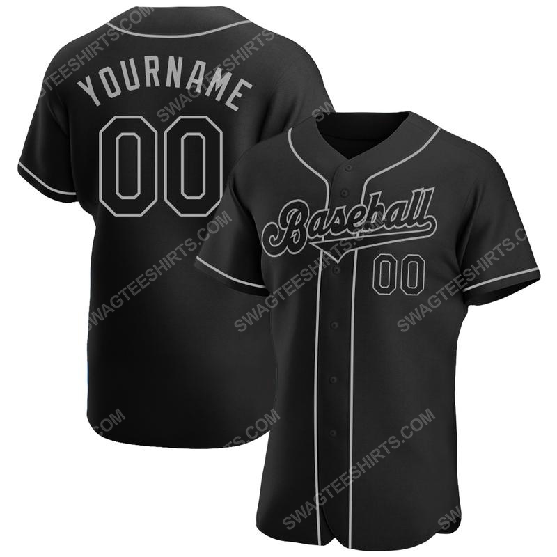 Custom team name black black-gray baseball jersey