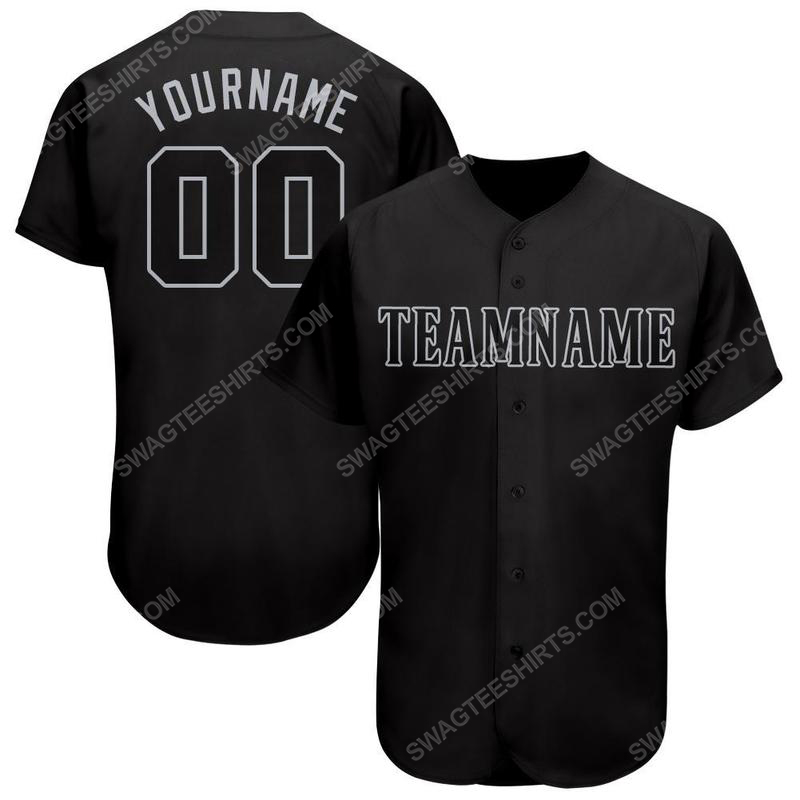 Custom team name black gray baseball jersey