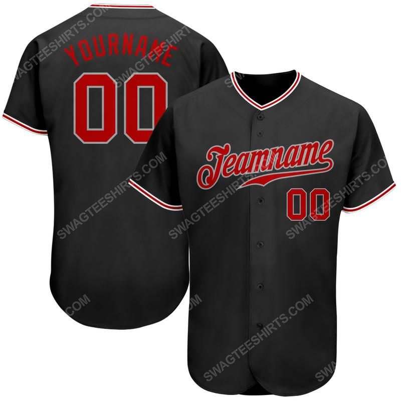 [special edition] Custom team name black gray red full printed baseball jersey- maria