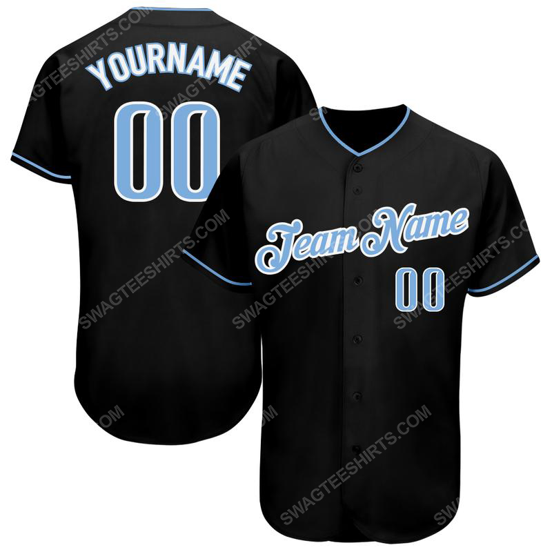 [special edition] Custom team name black light blue-white full printed baseball jersey – maria