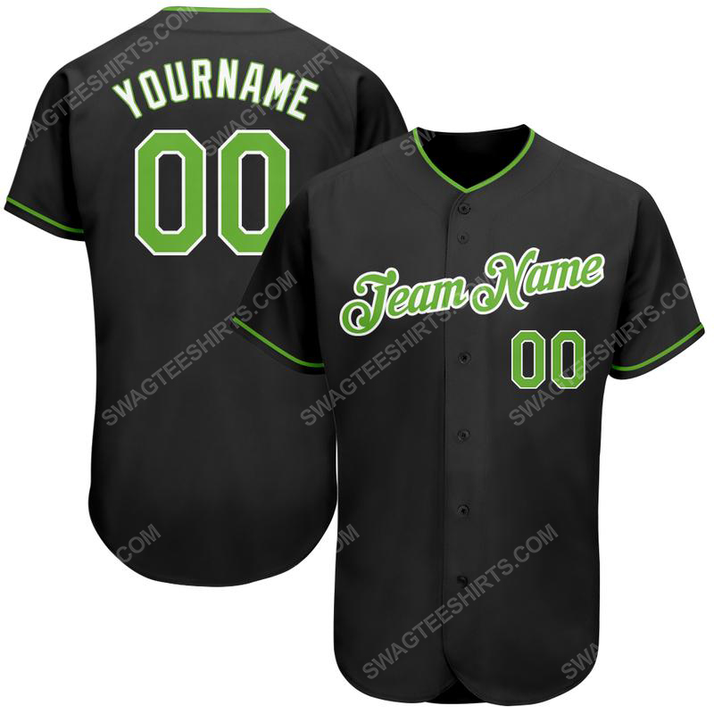 [special edition] Custom team name black neon green-white full printed baseball jersey – maria