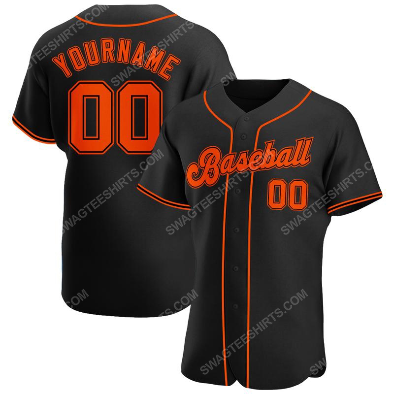[special edition] Custom team name black orange-black full printed baseball jersey- maria