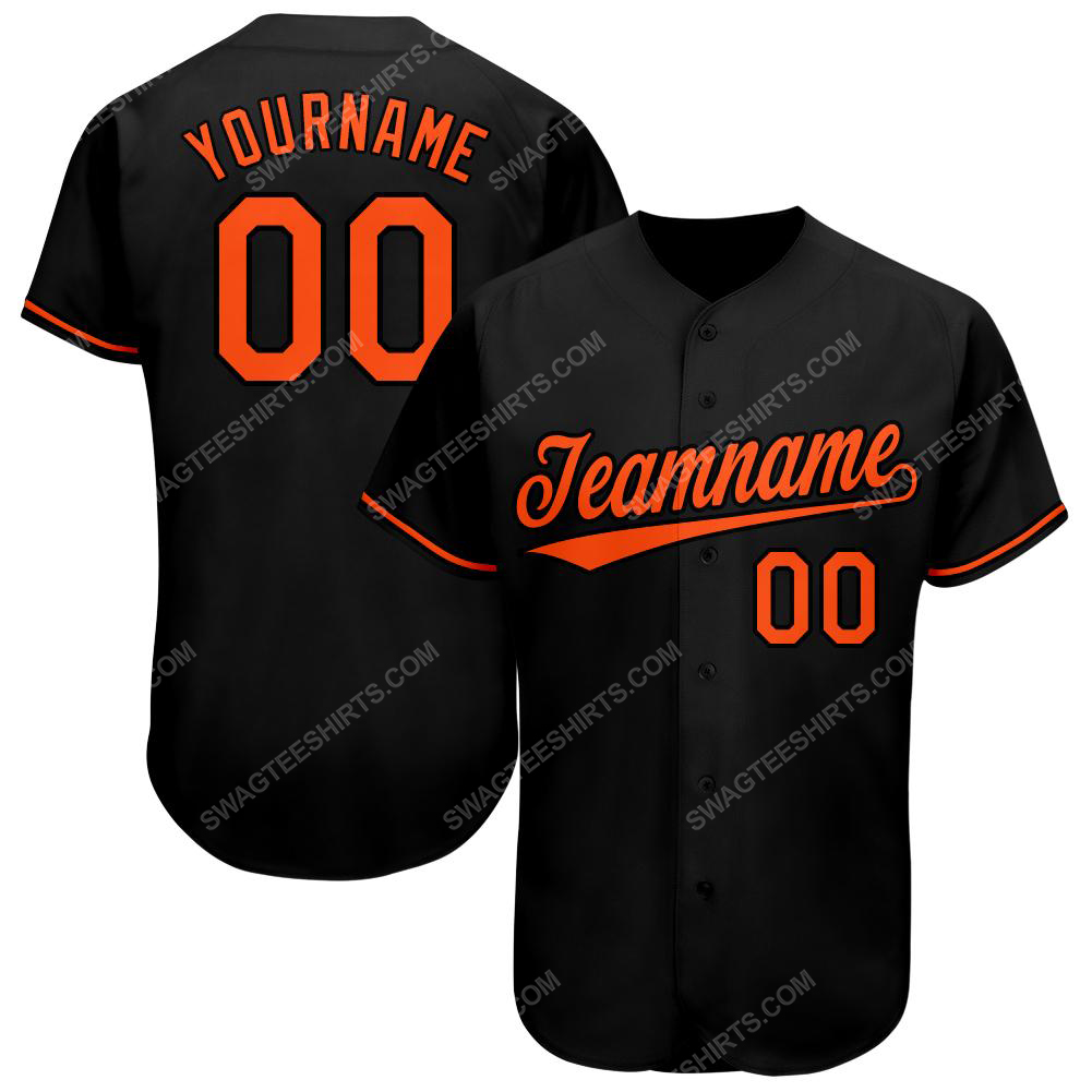 [special edition] Custom team name black orange full printed baseball jersey – maria
