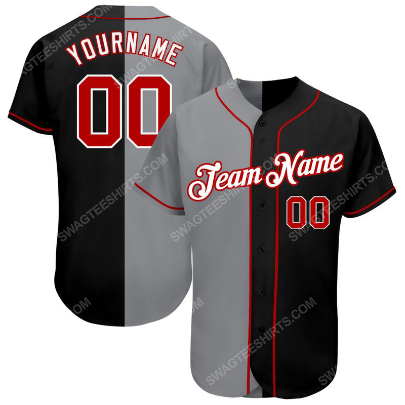 [special edition] Custom team name black red-gray full printed baseball jersey – maria