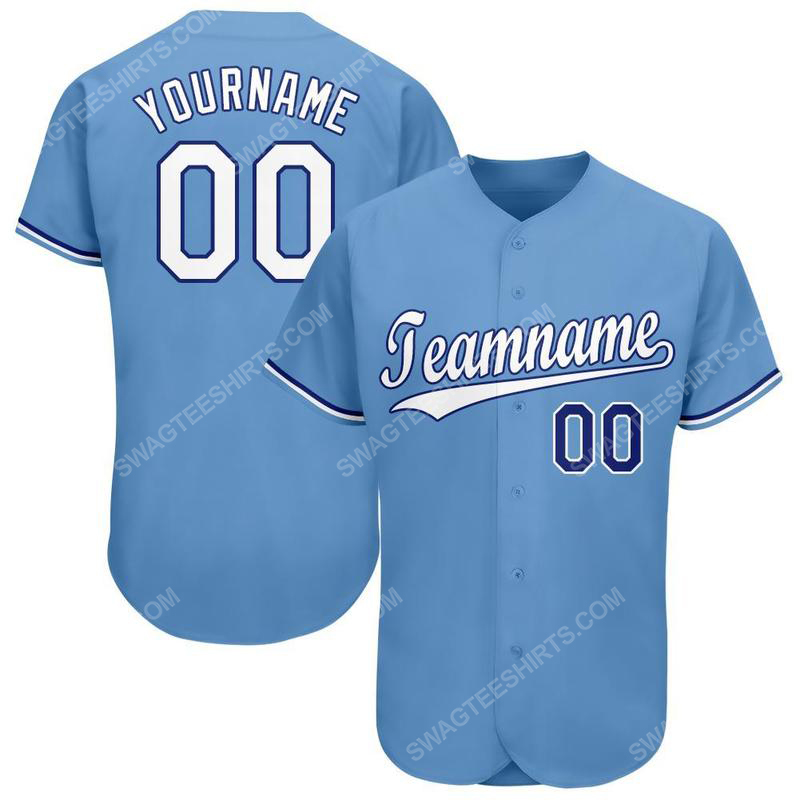 [special edition] Custom team name light blue white-royal baseball jersey