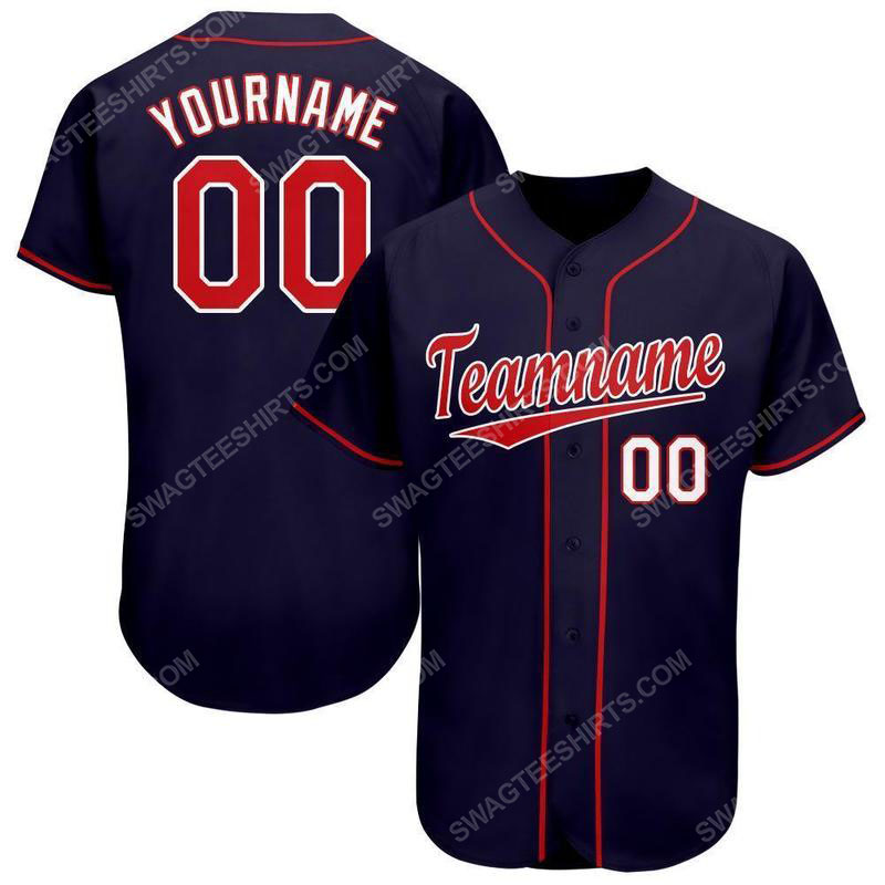 [special edition] Custom team name navy red-white baseball jersey