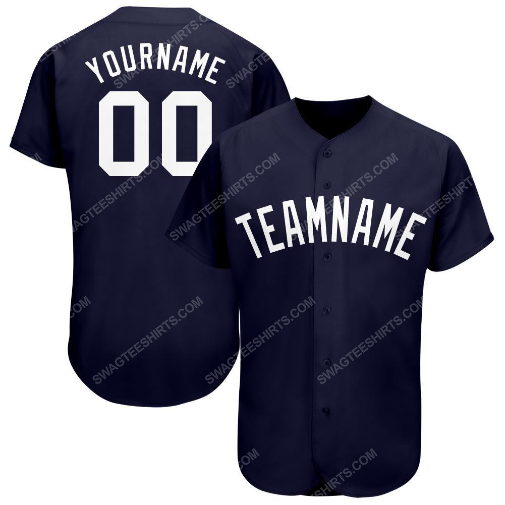 [special edition] Custom team name navy white full printed baseball jersey- maria