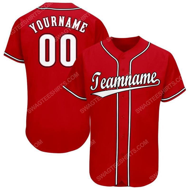 Custom team name red white-black baseball jersey