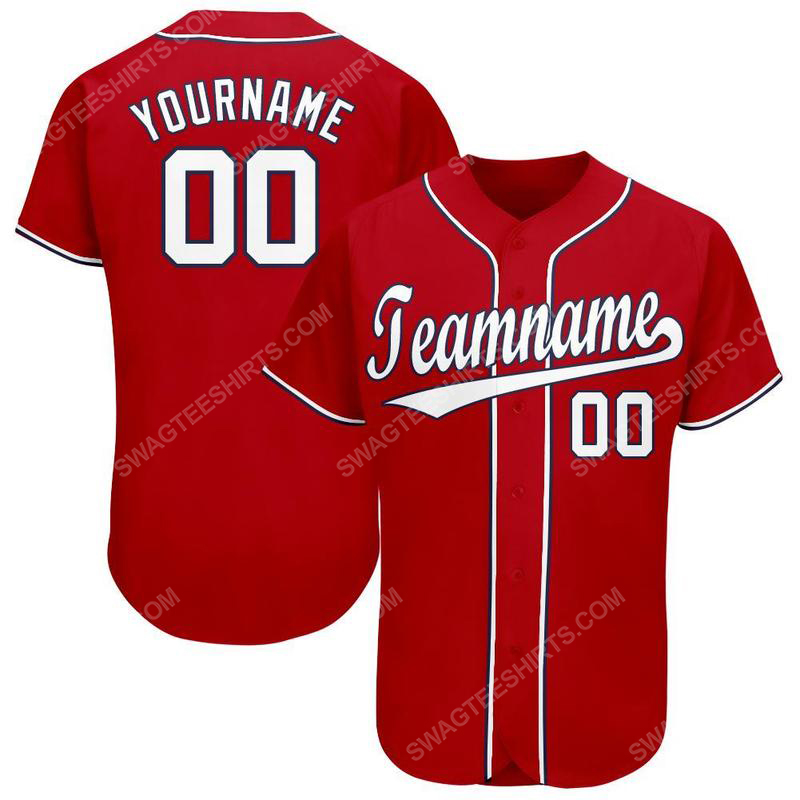 [special edition] Custom team name red white-navy baseball jersey- maria