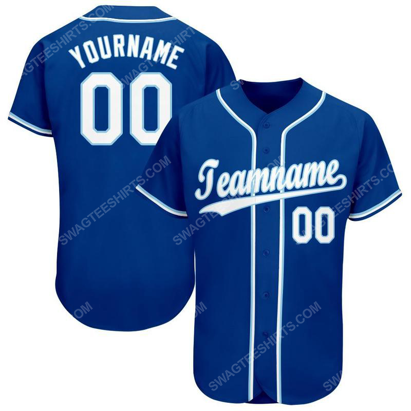 Custom team name royal white-light blue baseball jersey