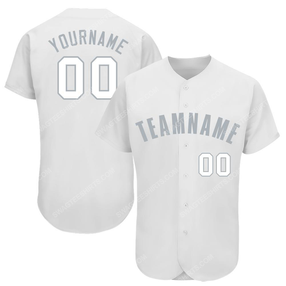 Custom team name white gray full printed baseball jersey